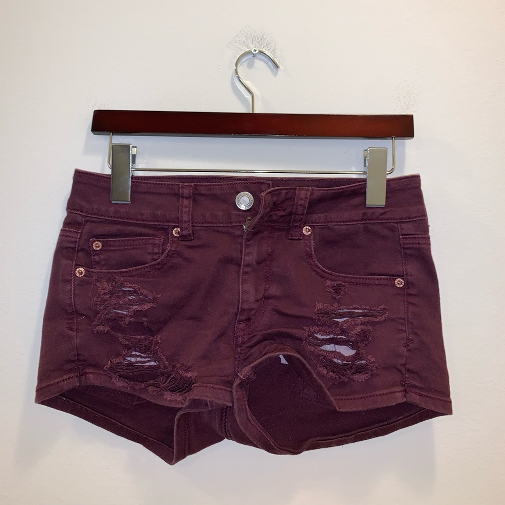 American Eagle Stretch Purple Ripped Jean shorts size 4 - Picture 2 of 10